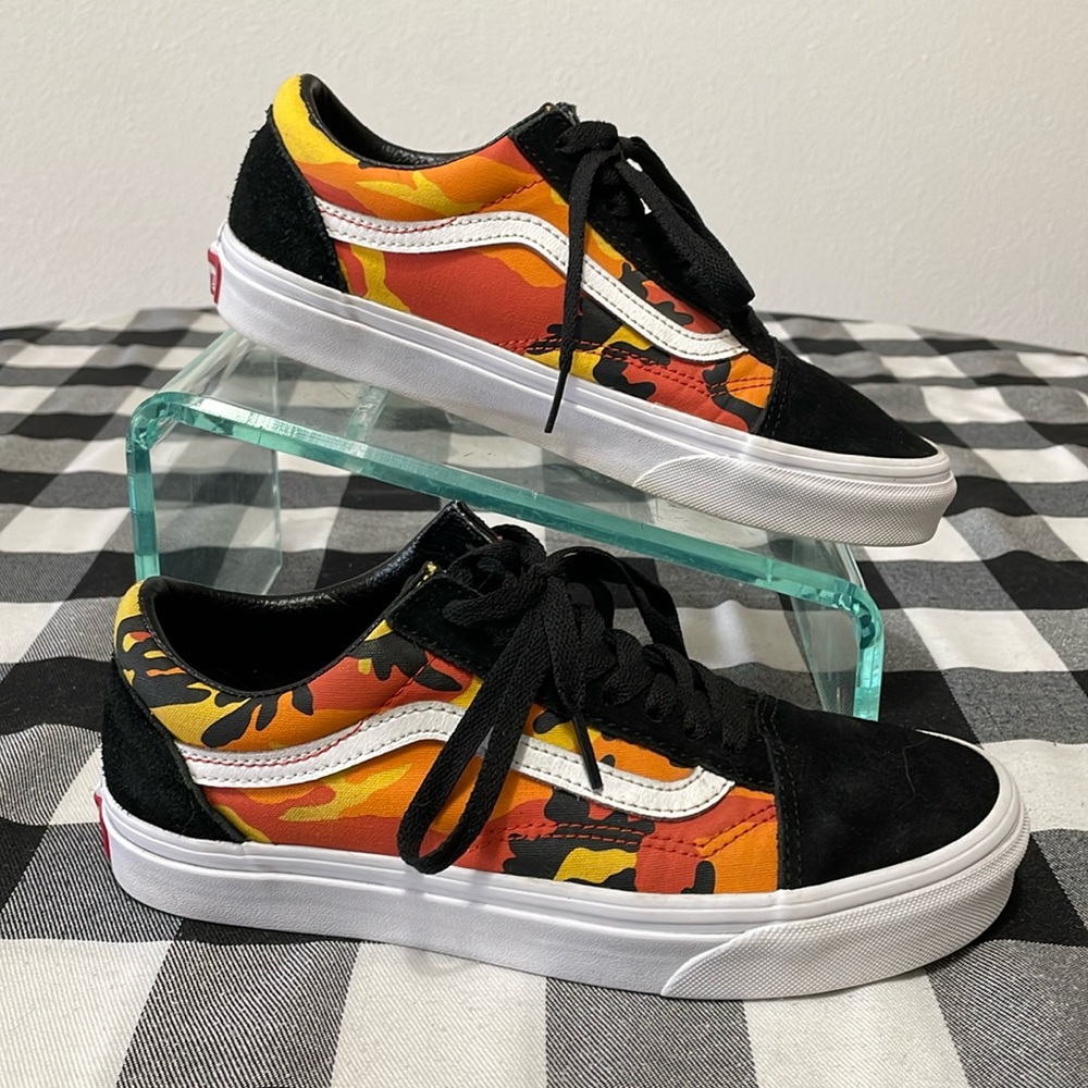 Vans Skater Old Skool Orange Red Black Suede Shoes Sneakers Women's 8/ Men’s 6.5